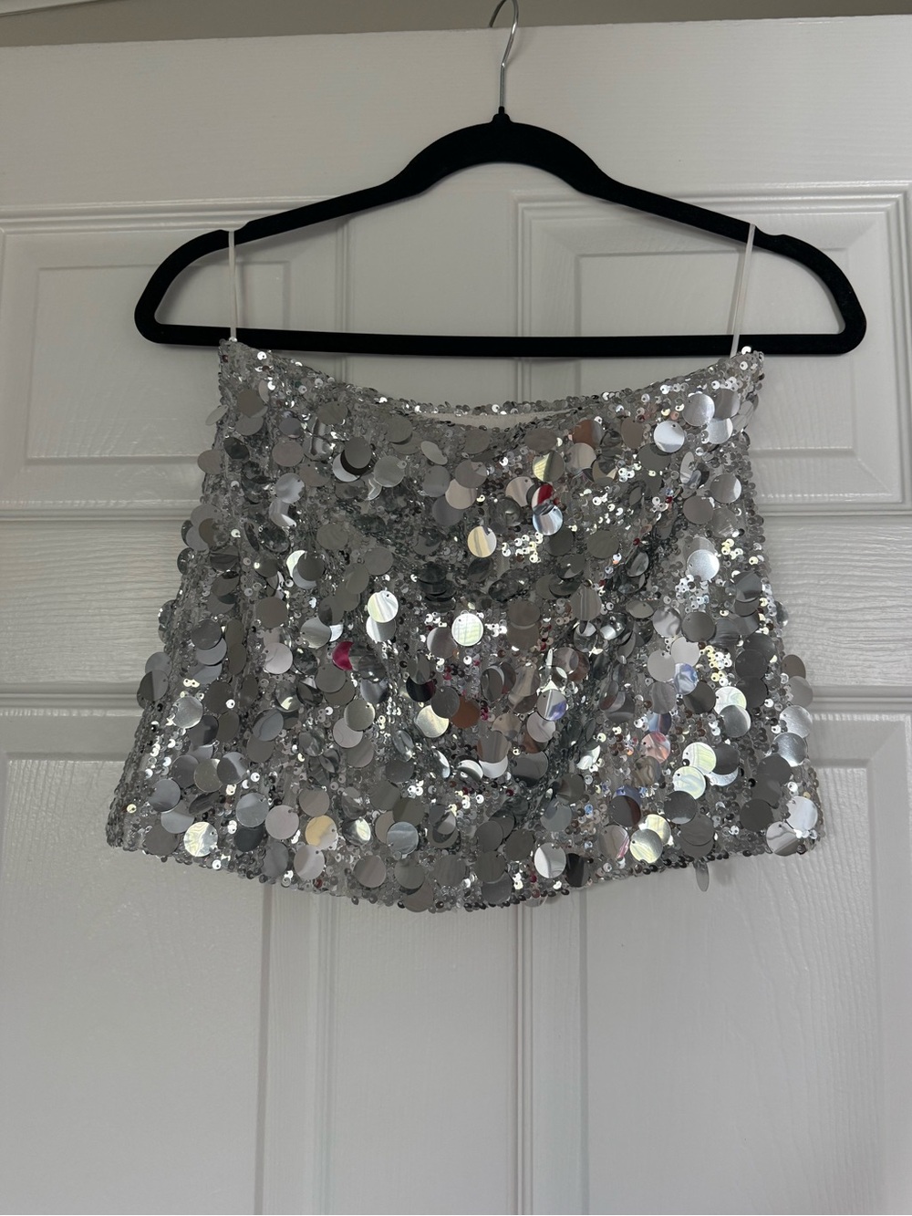 Edikted Silver Sequin Mini Skirt
